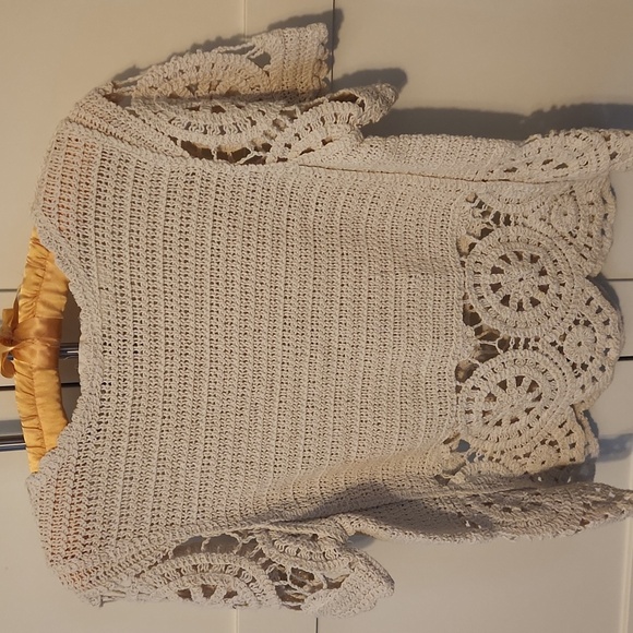 Solitaire By Anthropologie Cream Crochet Top Size Small - Picture 4 of 5
